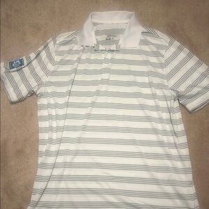 Men's White and Gray Striped Shirt